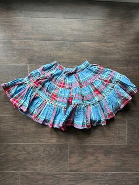 Pink Chicken Blue and Pink Plaid Tiered Skirt